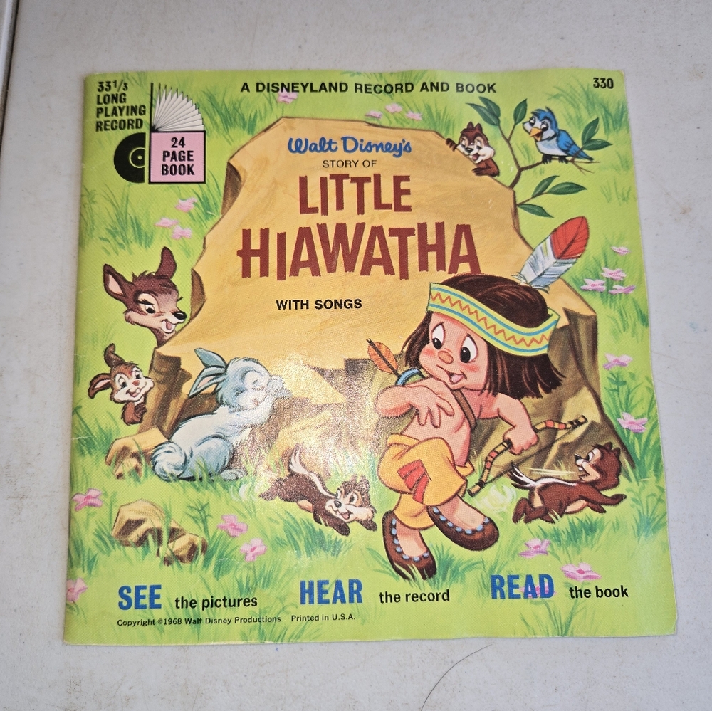Walt Disney’s Story Of Little Hiawatha Read-Along Book & 33 1/3 RPM Record
